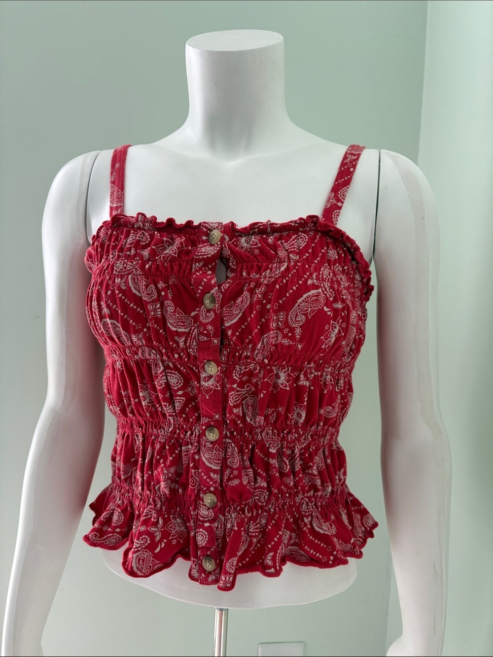 Justice red smocked bandana tank top large 12-14